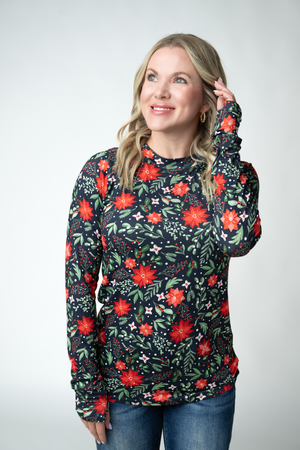 Blair Long Sleeve Top - Poinsettia Nights by Michelle Mae