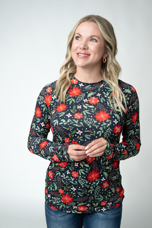 Blair Long Sleeve Top - Poinsettia Nights by Michelle Mae