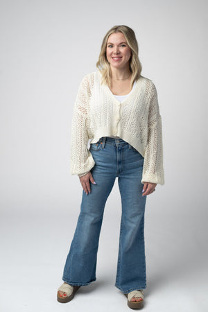 Callie Cropped Cardigan - Ivory by Michelle Mae