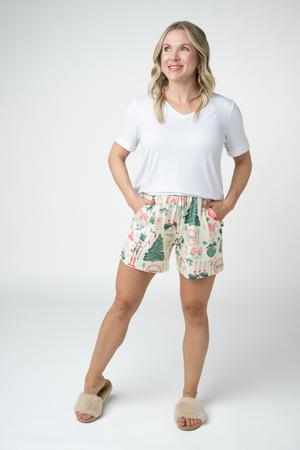 Jamie Lounge Shorts - Pink Pine Noel by Michelle Mae