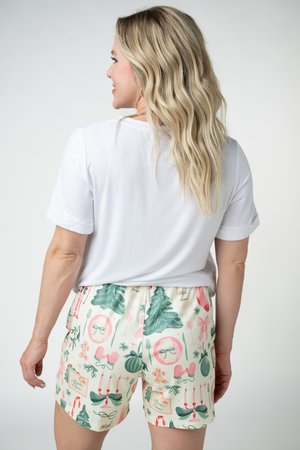 Jamie Lounge Shorts - Pink Pine Noel by Michelle Mae