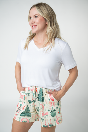 Jamie Lounge Shorts - Pink Pine Noel by Michelle Mae