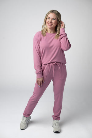 Corrine Ribbed Pullover Top - Rose by Michelle Mae
