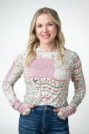 Blair Long Sleeve Top - Holiday Patchwork by Michelle Mae