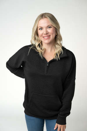 Tatum Quarter Zip - Black by Michelle Mae