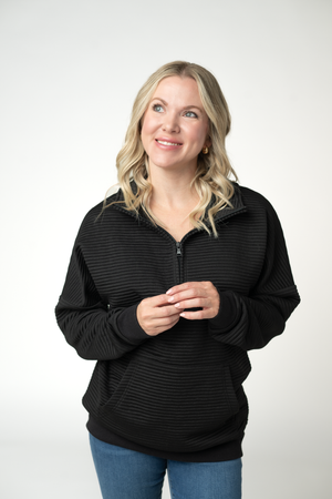 Tatum Quarter Zip - Black by Michelle Mae