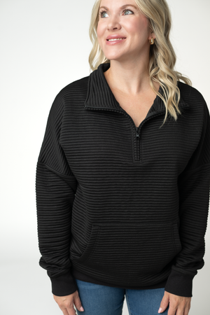 Tatum Quarter Zip - Black by Michelle Mae