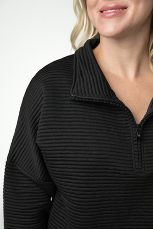 Tatum Quarter Zip - Black by Michelle Mae