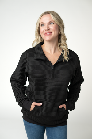 Tatum Quarter Zip - Black by Michelle Mae