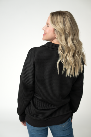 Tatum Quarter Zip - Black by Michelle Mae