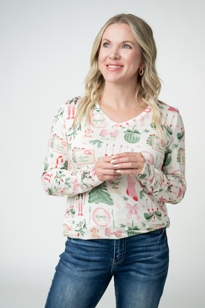 Larissa Long Sleeve - Pink Pine Noel by Michelle Mae