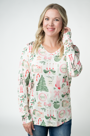 Larissa Long Sleeve - Pink Pine Noel by Michelle Mae