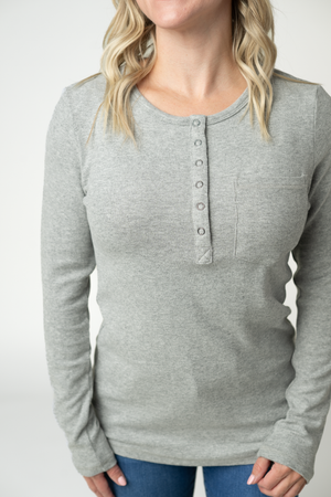 Georgia Long Sleeve Top - Light Grey by Michelle Mae