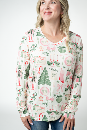 Larissa Long Sleeve - Pink Pine Noel by Michelle Mae