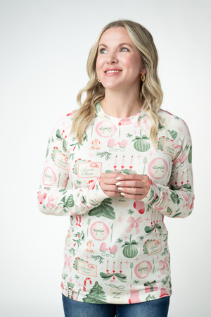 Blair Long Sleeve Top - Pink Pine Noel by Michelle Mae