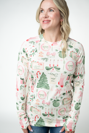 Blair Long Sleeve Top - Pink Pine Noel by Michelle Mae
