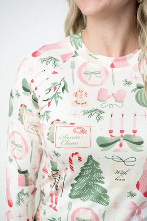 Blair Long Sleeve Top - Pink Pine Noel by Michelle Mae