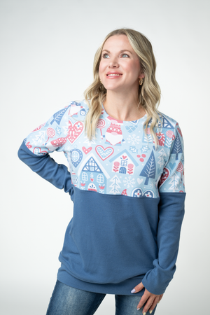 Natalie Pullover - Winter Gnome and Blue by Michelle Mae