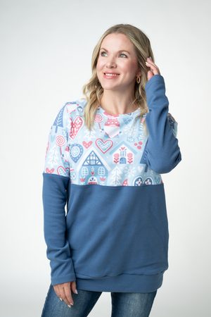 Natalie Pullover - Winter Gnome and Blue by Michelle Mae