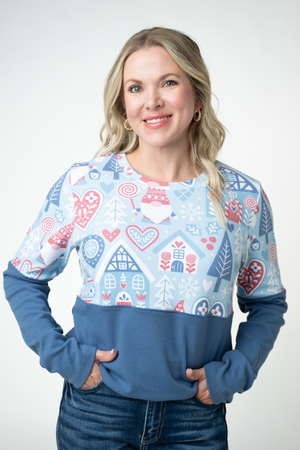 Natalie Pullover - Winter Gnome and Blue by Michelle Mae