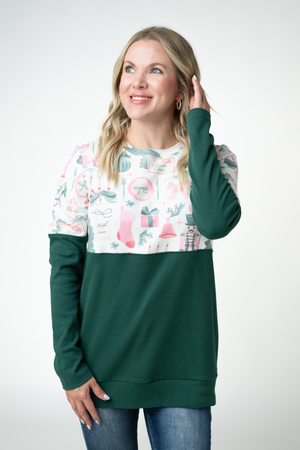 Natalie Pullover - Pink Pine Noel and Evergreen by Michelle Mae
