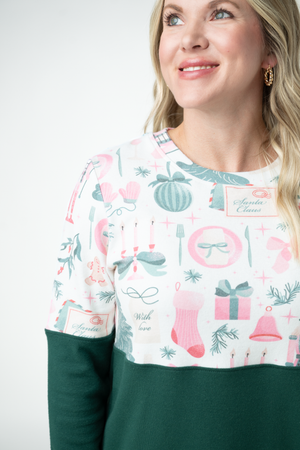 Natalie Pullover - Pink Pine Noel and Evergreen by Michelle Mae