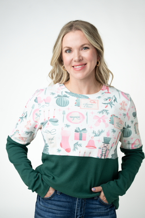 Natalie Pullover - Pink Pine Noel and Evergreen by Michelle Mae