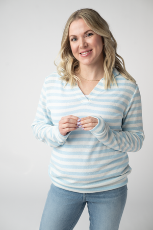 Amelia Striped Hoodie - Sky Blue by Michelle Mae