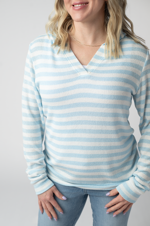 Amelia Striped Hoodie - Sky Blue by Michelle Mae