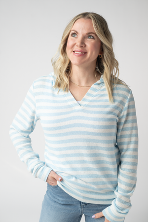 Amelia Striped Hoodie - Sky Blue by Michelle Mae