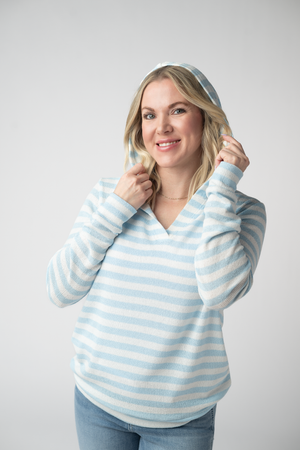 Amelia Striped Hoodie - Sky Blue by Michelle Mae