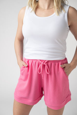 Weslie Waffle Shorts - Pink by Michelle Mae