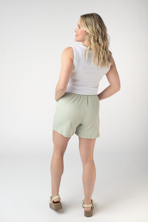 Candice Crinkle Shorts - Light Green by Michelle Mae