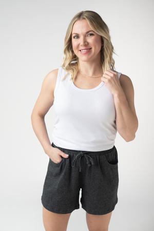 Candice Crinkle Shorts - Charcoal by Michelle Mae