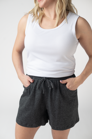 Candice Crinkle Shorts - Charcoal by Michelle Mae