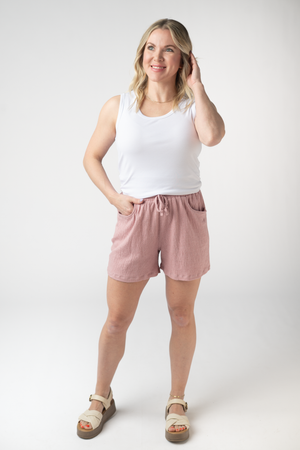 Candice Crinkle Shorts - Dusty Rose by Michelle Mae