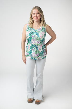Noelle Tank - Tropical Leaf by Michelle Mae