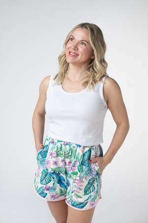 Dolphin Shorts - Tropical Leaf by Michelle Mae