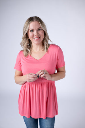 Sarah Ruffle Short Sleeve - Sun Kissed Coral by Michelle Mae