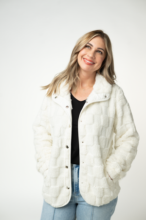 Checkered Snap Sherpa - Ivory by Michelle Mae