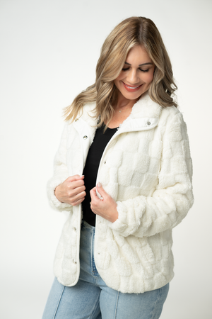 Checkered Snap Sherpa - Ivory by Michelle Mae