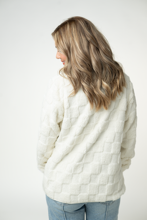 Checkered Snap Sherpa - Ivory by Michelle Mae