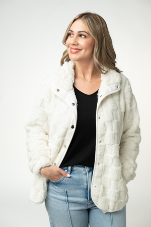 Checkered Snap Sherpa - Ivory by Michelle Mae