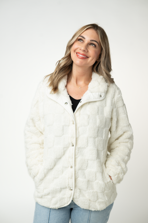 Checkered Snap Sherpa - Ivory by Michelle Mae