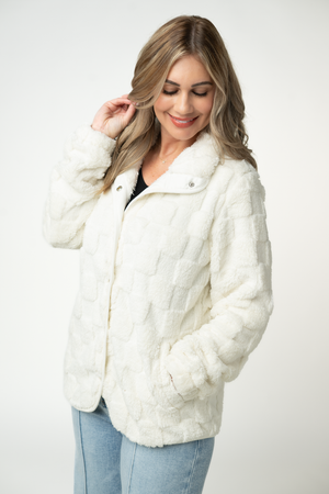 Checkered Snap Sherpa - Ivory by Michelle Mae