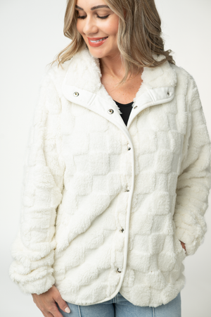 Checkered Snap Sherpa - Ivory by Michelle Mae