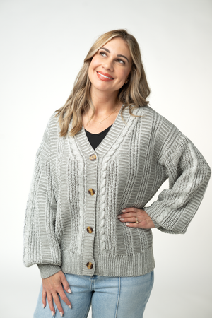 Cable Cardigan - Grey by Michelle Mae
