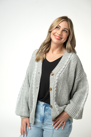 Cable Cardigan - Grey by Michelle Mae