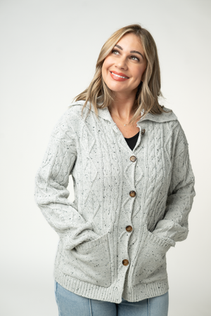 Confetti Dot Cable Cardigan Jacket - Grey by Michelle Mae