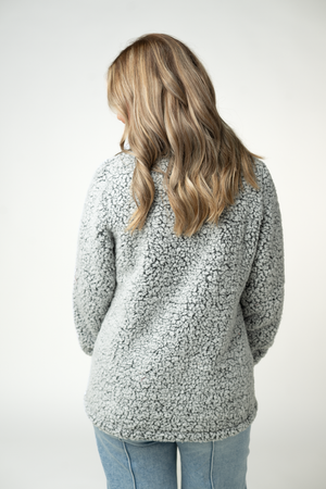 Two Tone Fullzip Sherpa - Charcoal and White by Michelle Mae
